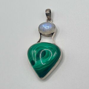 Malachite and Moonstone Sterling Silver Pendant